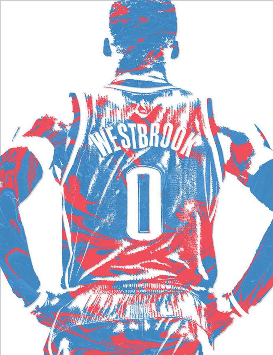 Russell Westbrook Oklahoma City Thunder Pixel Art 16 - Poster | Canvas Wall Art Print