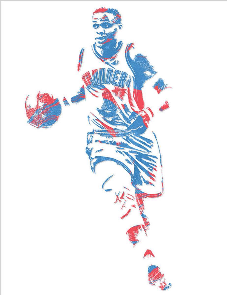 Russell Westbrook Oklahoma City Thunder Pixel Art 17 - Poster | Canvas Wall Art Print