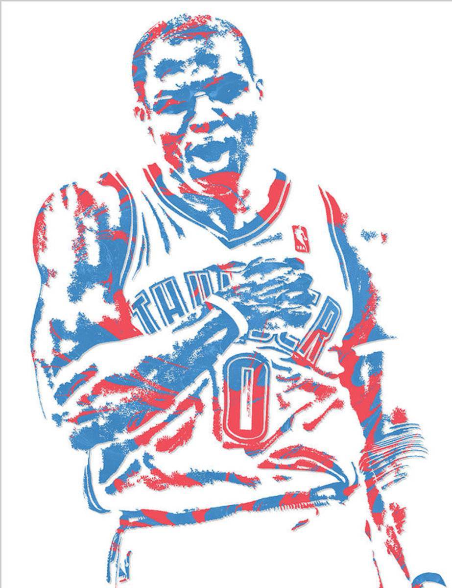 Russell Westbrook Oklahoma City Thunder Pixel Art 18 - Poster | Canvas Wall Art Print