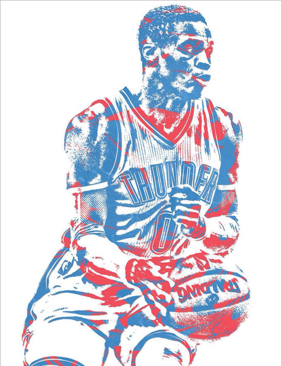 Russell Westbrook Oklahoma City Thunder Pixel Art 30 - Poster | Canvas Wall Art Print