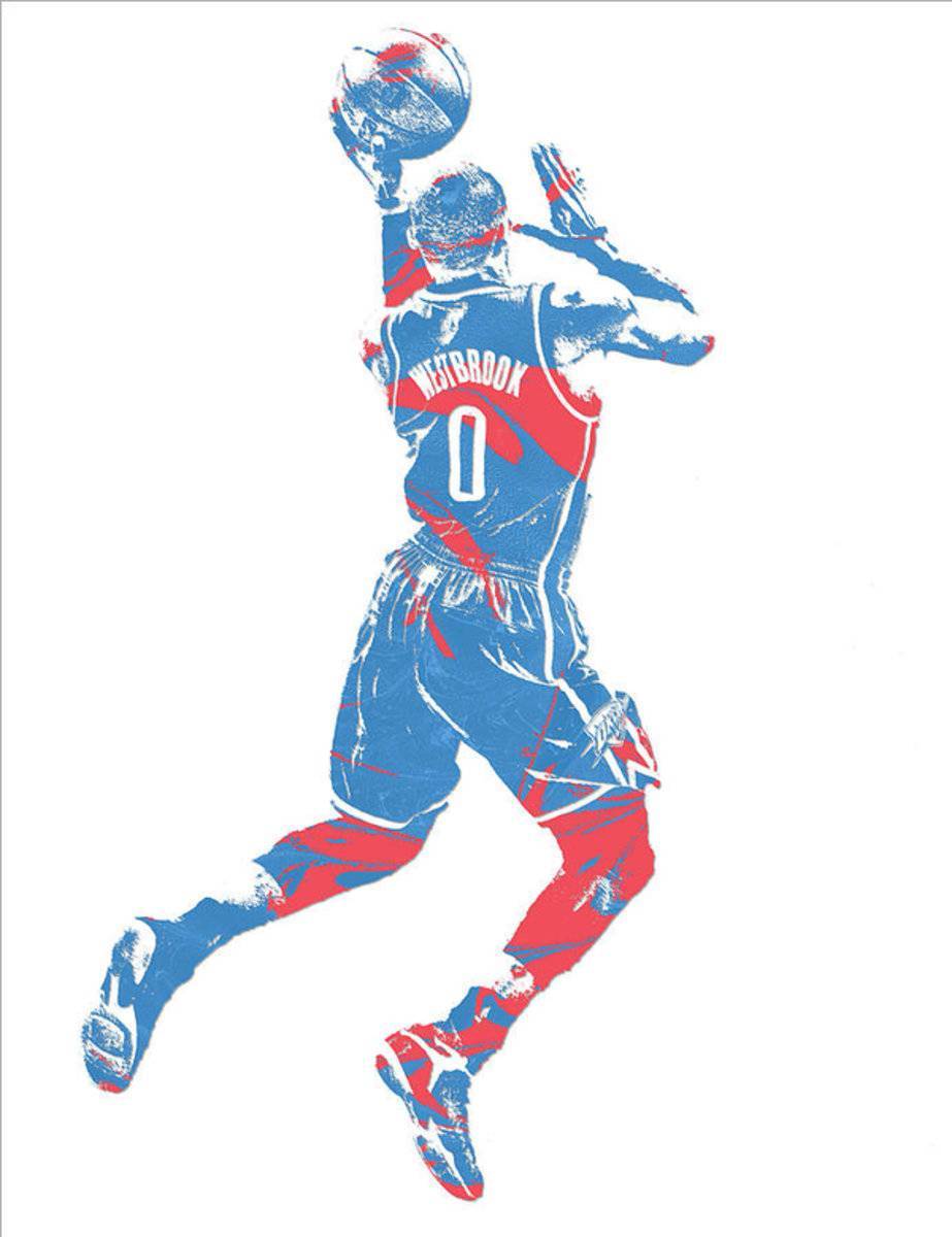 Russell Westbrook Oklahoma City Thunder Pixel Art 33 - Poster | Canvas Wall Art Print