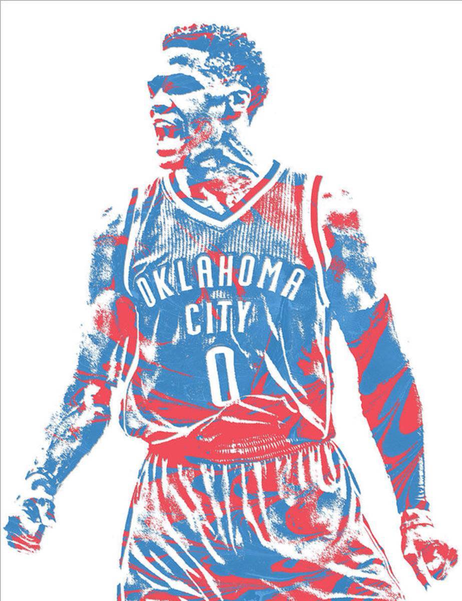 Russell Westbrook Oklahoma City Thunder Pixel Art 34 - Poster | Canvas Wall Art Print