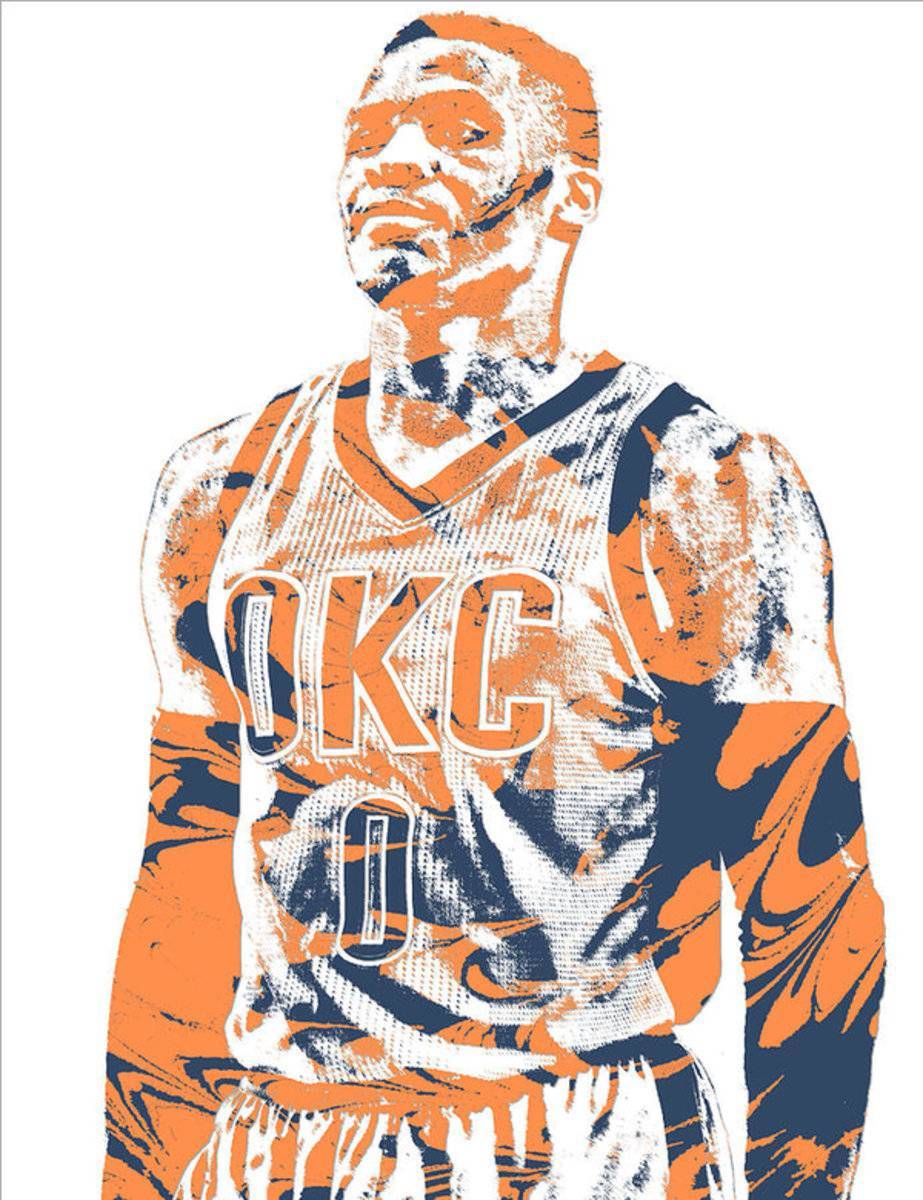 Russell Westbrook Oklahoma City Thunder Pixel Art 35 - Poster | Canvas Wall Art Print
