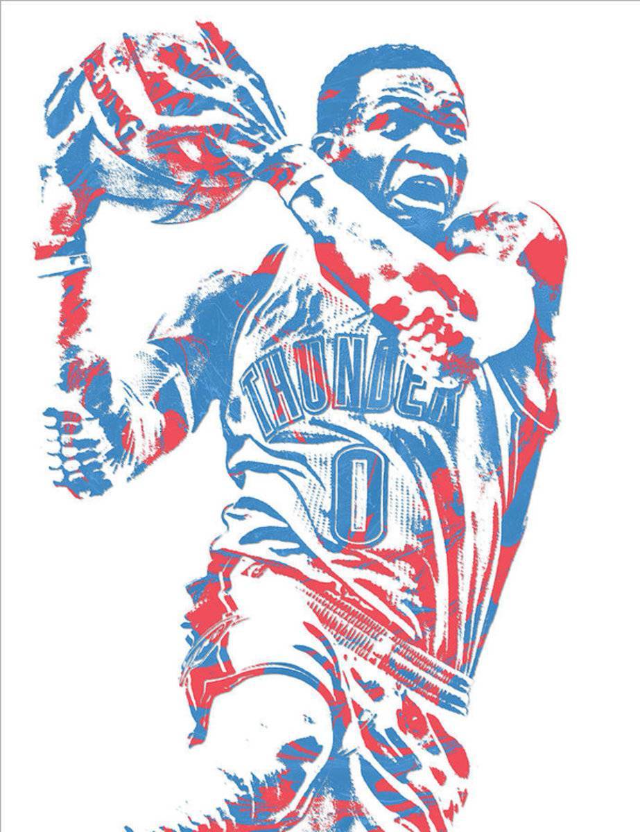 Russell Westbrook Oklahoma City Thunder Pixel Art 36 - Poster | Canvas Wall Art Print