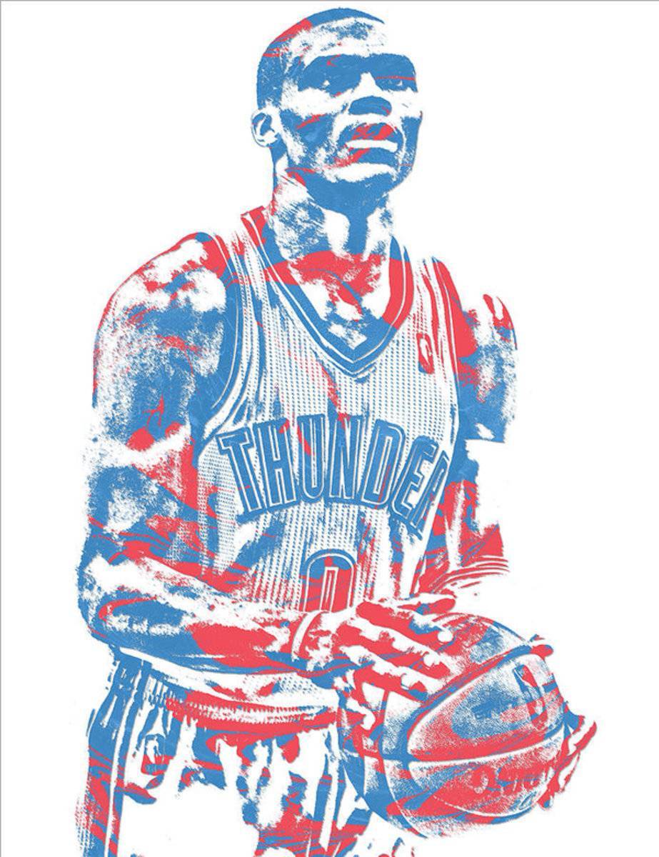 Russell Westbrook Oklahoma City Thunder Pixel Art 37 - Poster | Canvas Wall Art Print