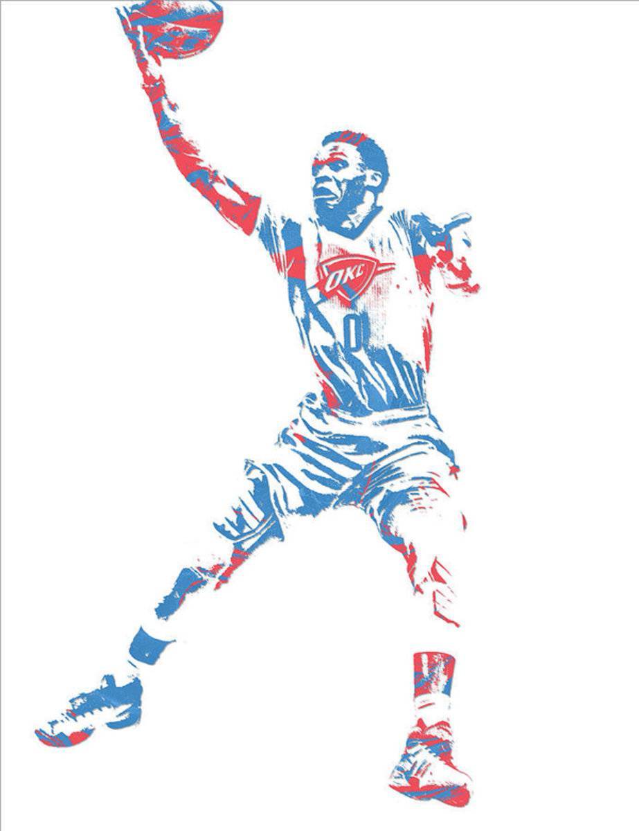 Russell Westbrook Oklahoma City Thunder Pixel Art 38 - Poster | Canvas Wall Art Print