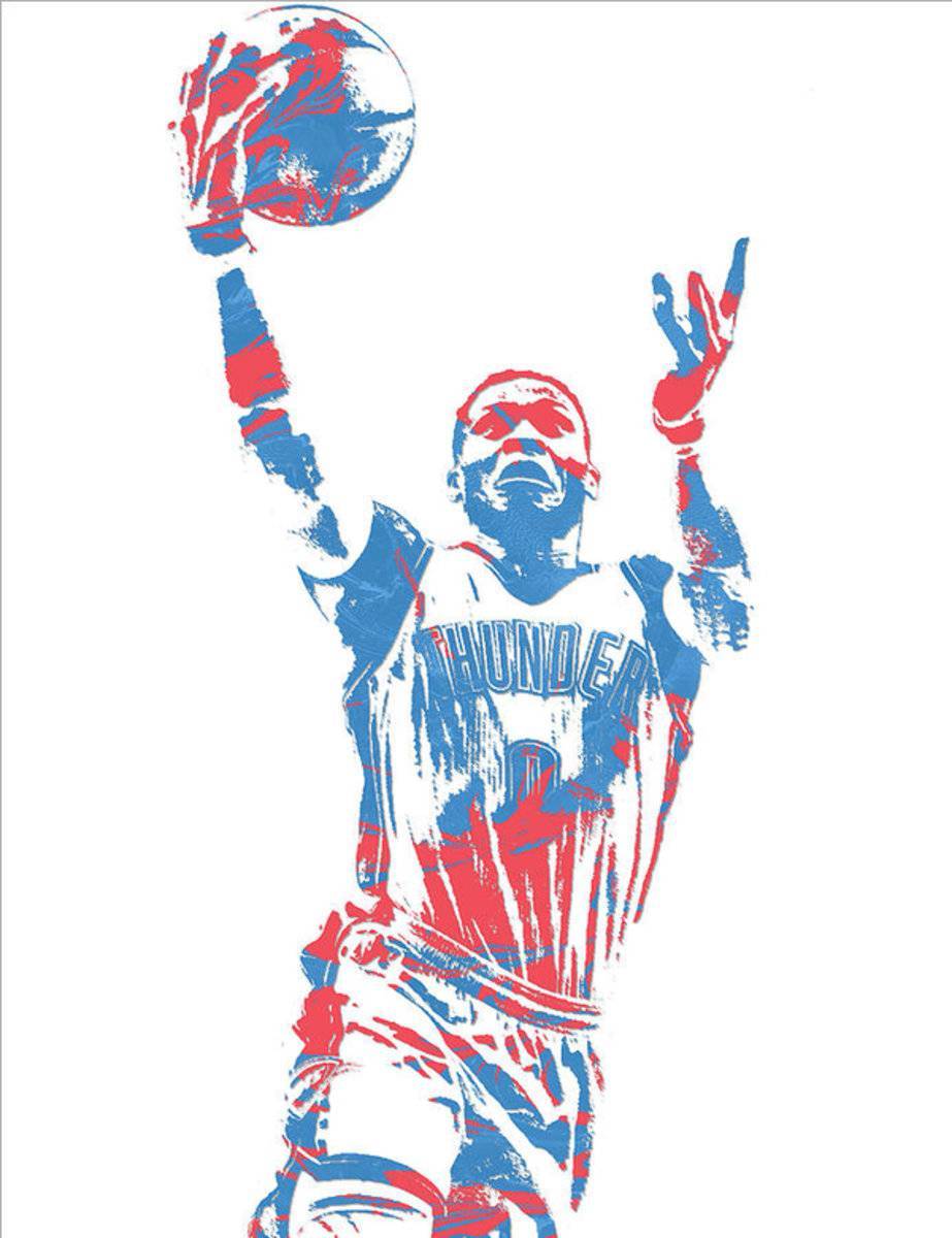 Russell Westbrook Oklahoma City Thunder Pixel Art 39 - Poster | Canvas Wall Art Print