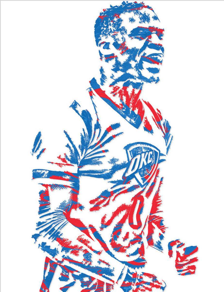 Russell Westbrook Oklahoma City Thunder Pixel Art 5 - Poster | Canvas Wall Art Print