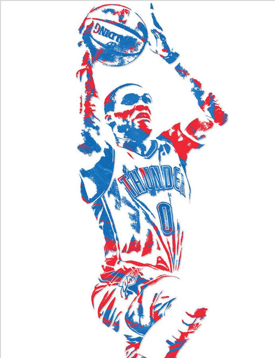 Russell Westbrook Oklahoma City Thunder Pixel Art 7 - Poster | Canvas Wall Art Print