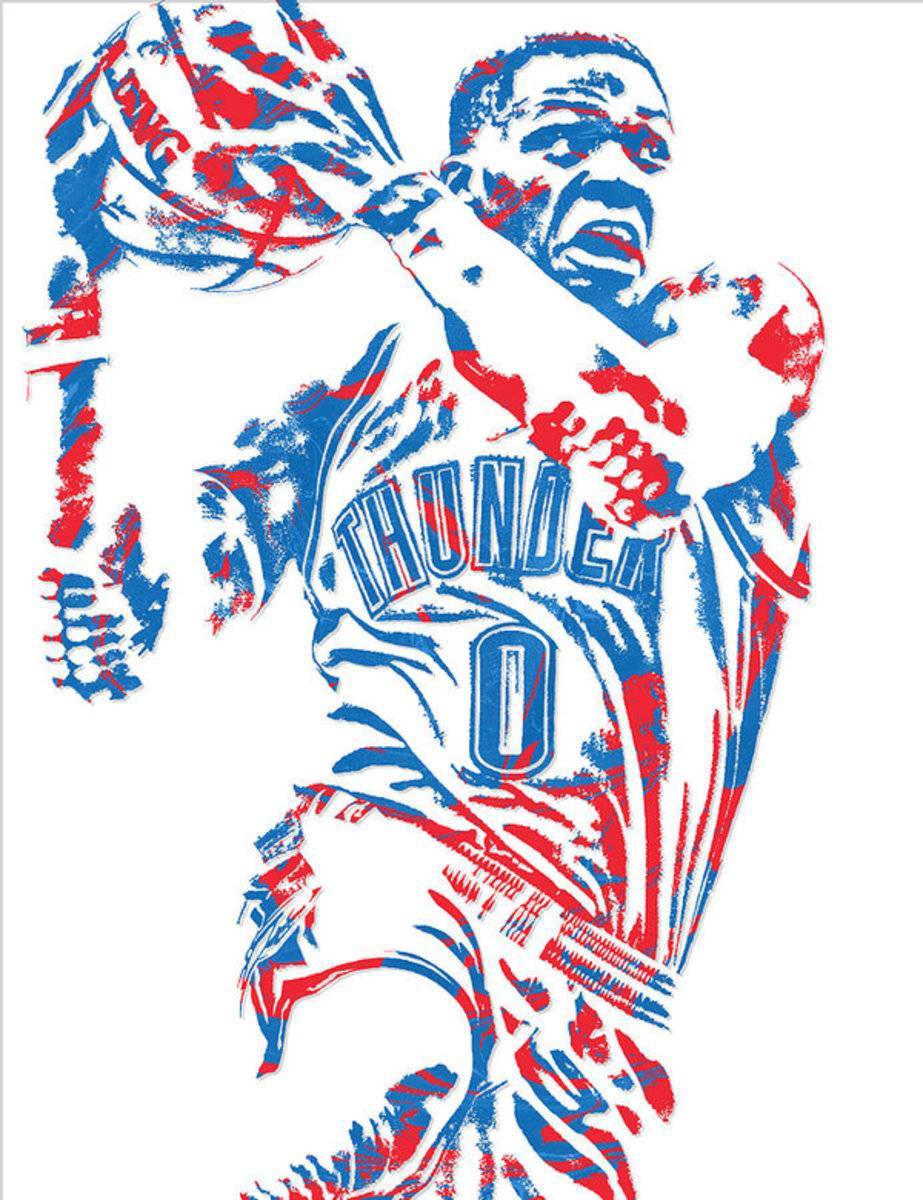 Russell Westbrook Oklahoma City Thunder Pixel Art 8 - Poster | Canvas Wall Art Print