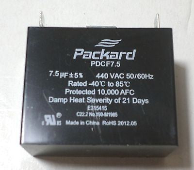 Packard PDCF7.5 HVAC Dry Motor Run Capacitor 7.5 MFD/UF 440 Volts