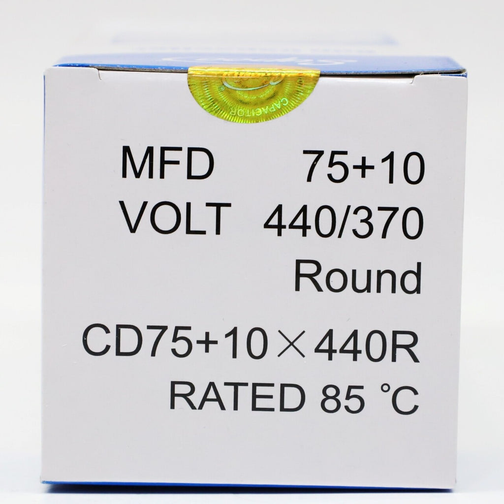 Supco CD75+10X440R HVAC Motor Round Dual Run Capacitor 75 + 10 MFD 440 Volts