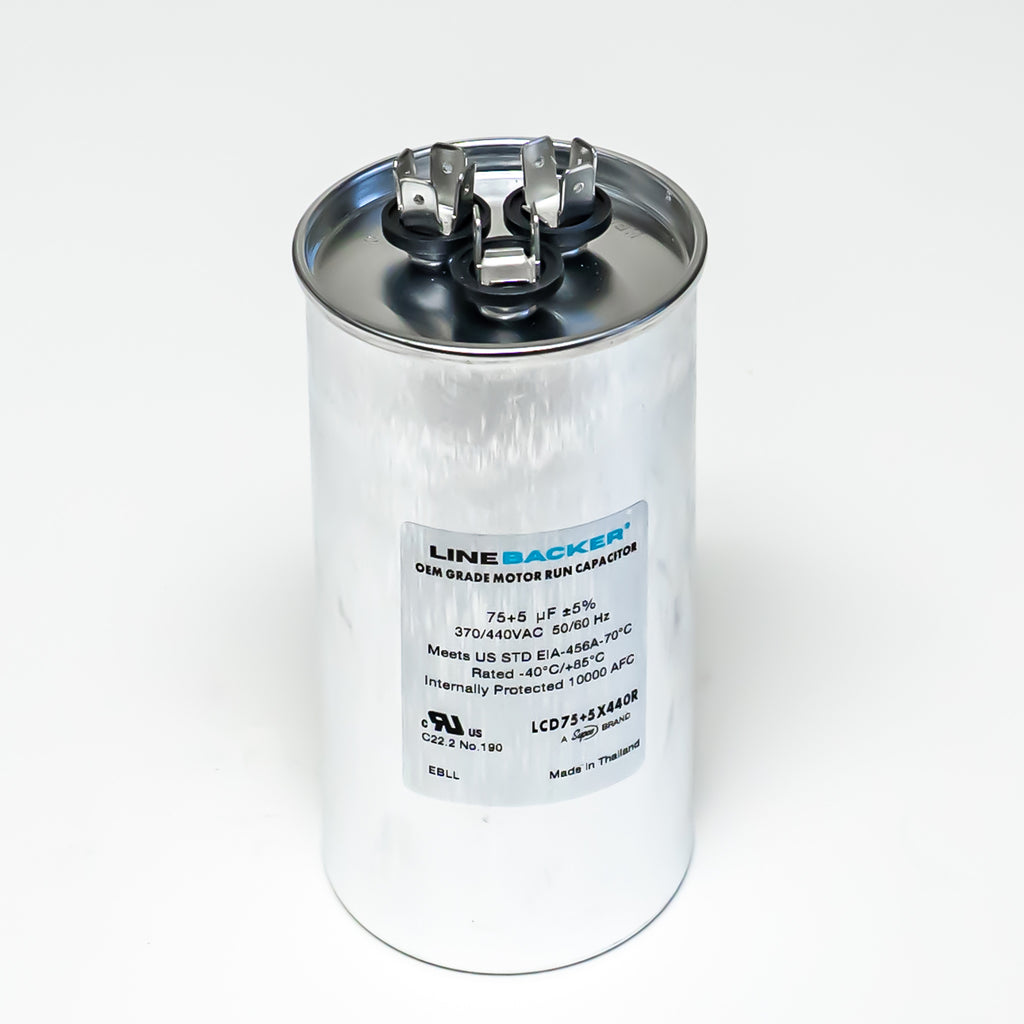 Supco Capacitor Round Dual Run 75 + 5 uf mfd 370/440 Volts for HVAC Motors