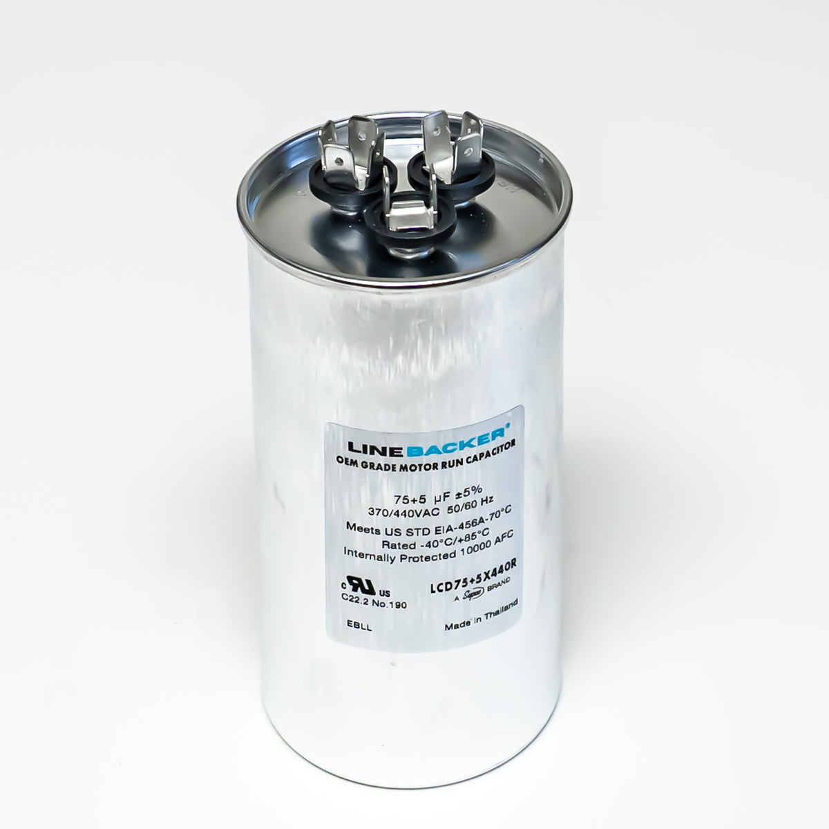 Supco Capacitor Round Dual Run 75 + 5 uf mfd 370/440 Volts for HVAC Motors
