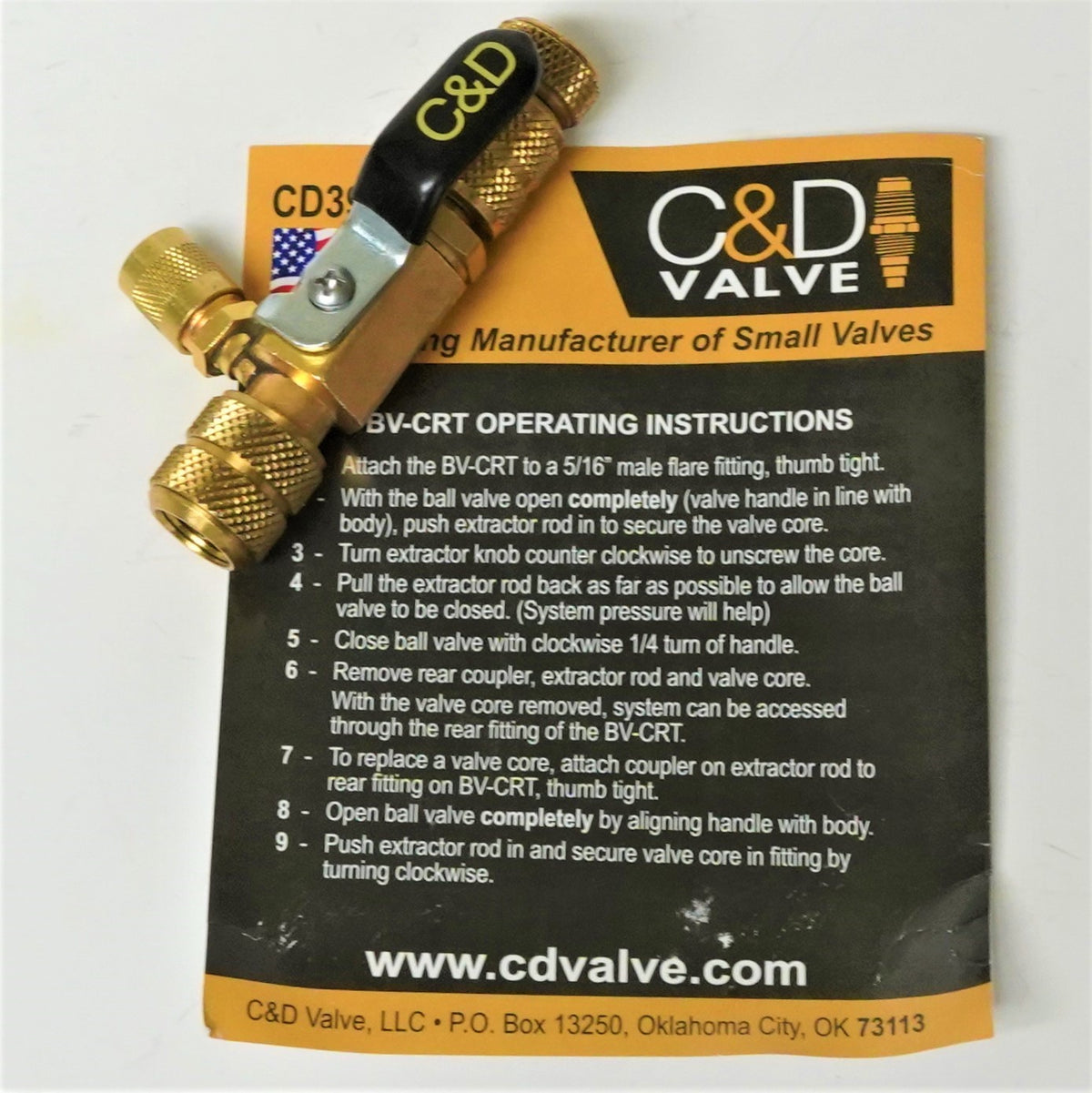 C&D Ball Valve Core Removal Tool (BV-CRT) for use on 5/16" Flare Access Fitting
