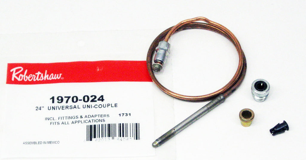 Robertshaw 1970-024 24" Thermocouple Threaded Uni-Couple with Zip Nut
