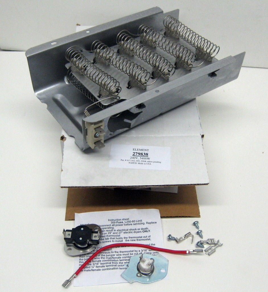 W86PK 279838 & 279816 for Whirlpool Kenmore Heating Heater Element Thermostat