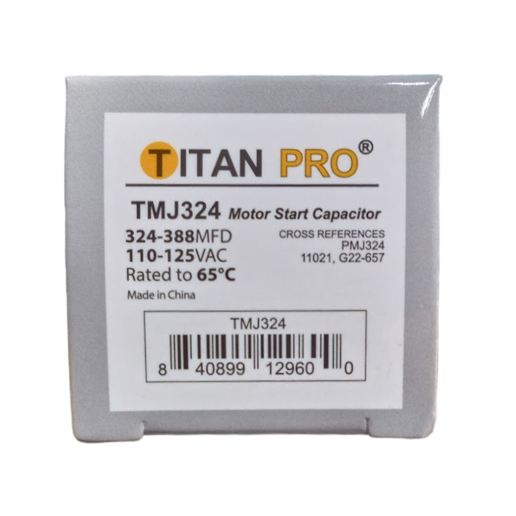 Titan Pro TMJ324 Motor Start Capacitor 324-388 MFD UF / 110-125 VAC