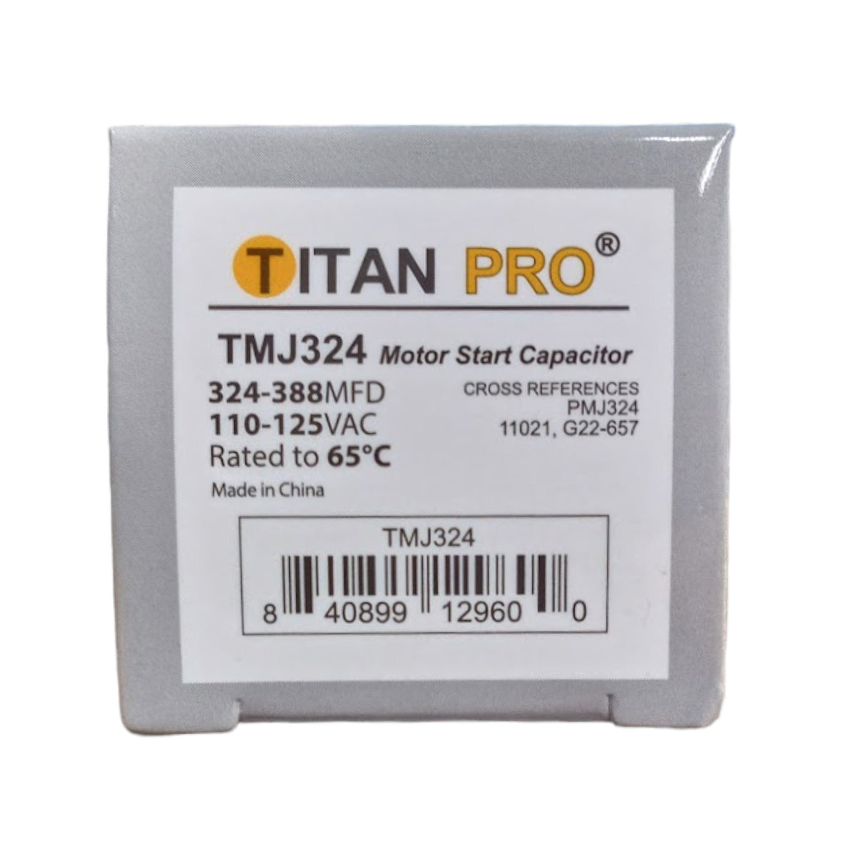 Titan Pro TMJ324 Motor Start Capacitor 324-388 MFD UF / 110-125 VAC