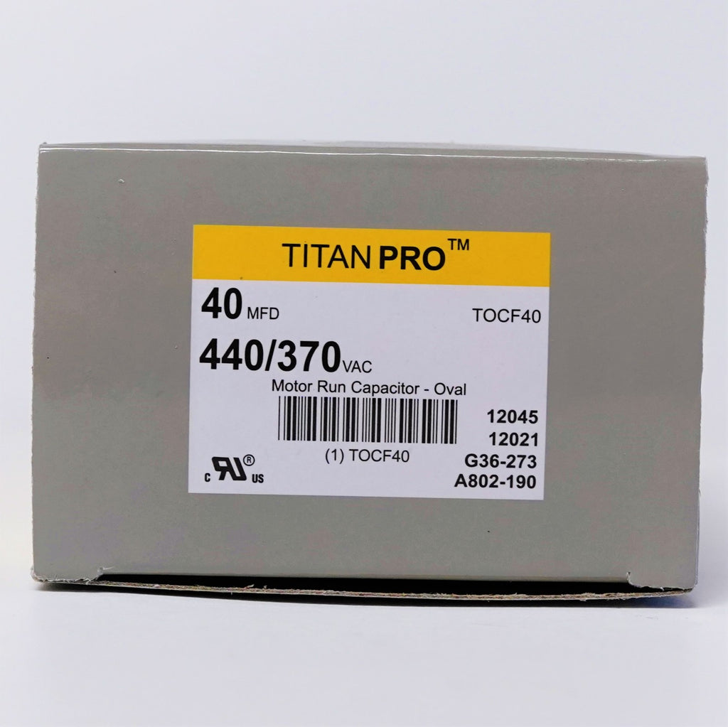 TitanPro TOCF40 HVAC Motor Run Oval Capacitor. 40 MFD/UF 440/370 Volts