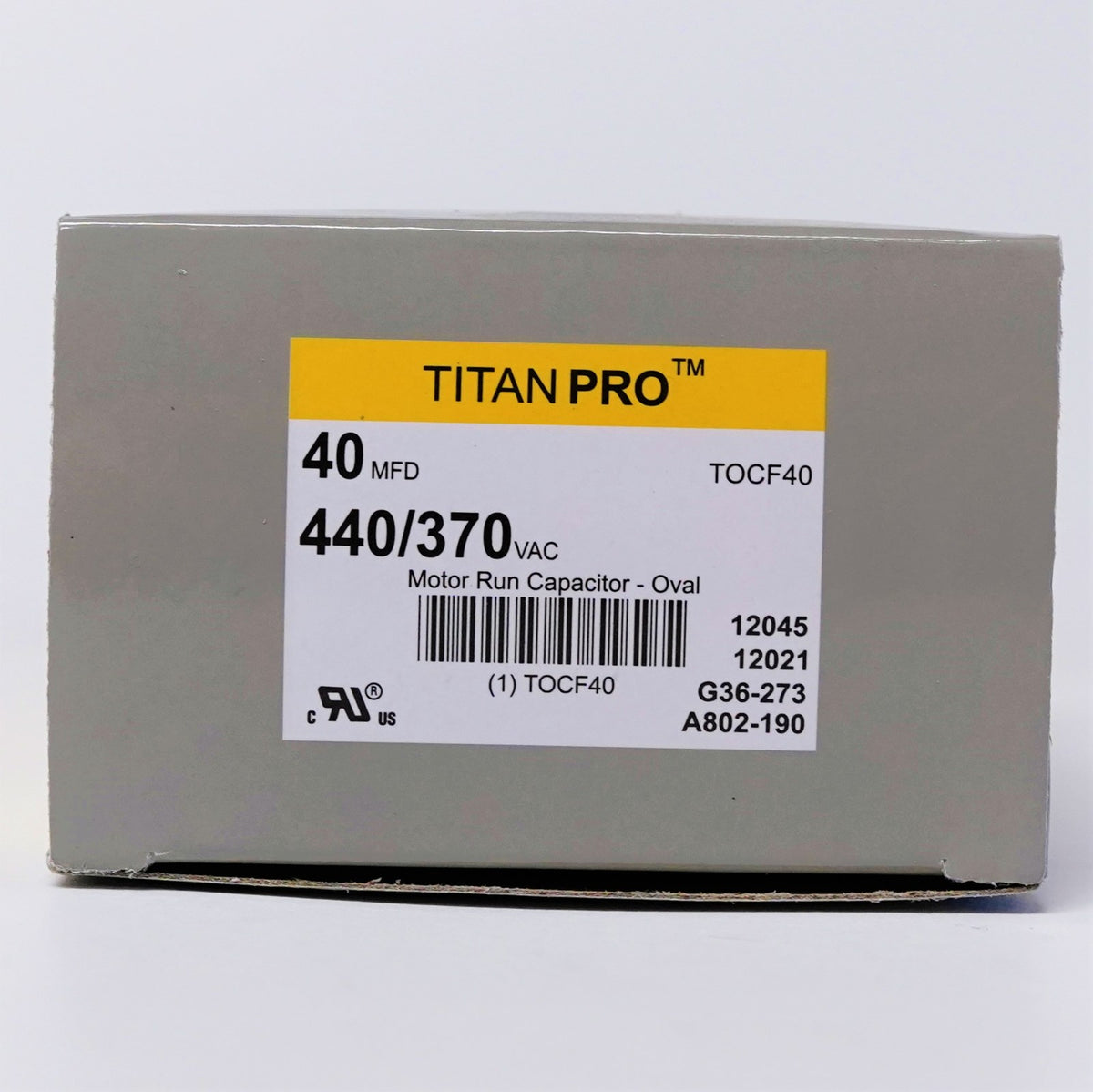 TitanPro TOCF40 HVAC Motor Run Oval Capacitor. 40 MFD/UF 440/370 Volts