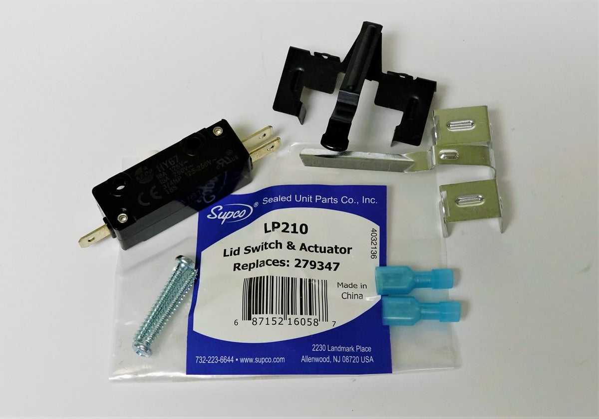 Supco LP210 Lid Switch & Actuator for Whirlpool Washers and Dryers