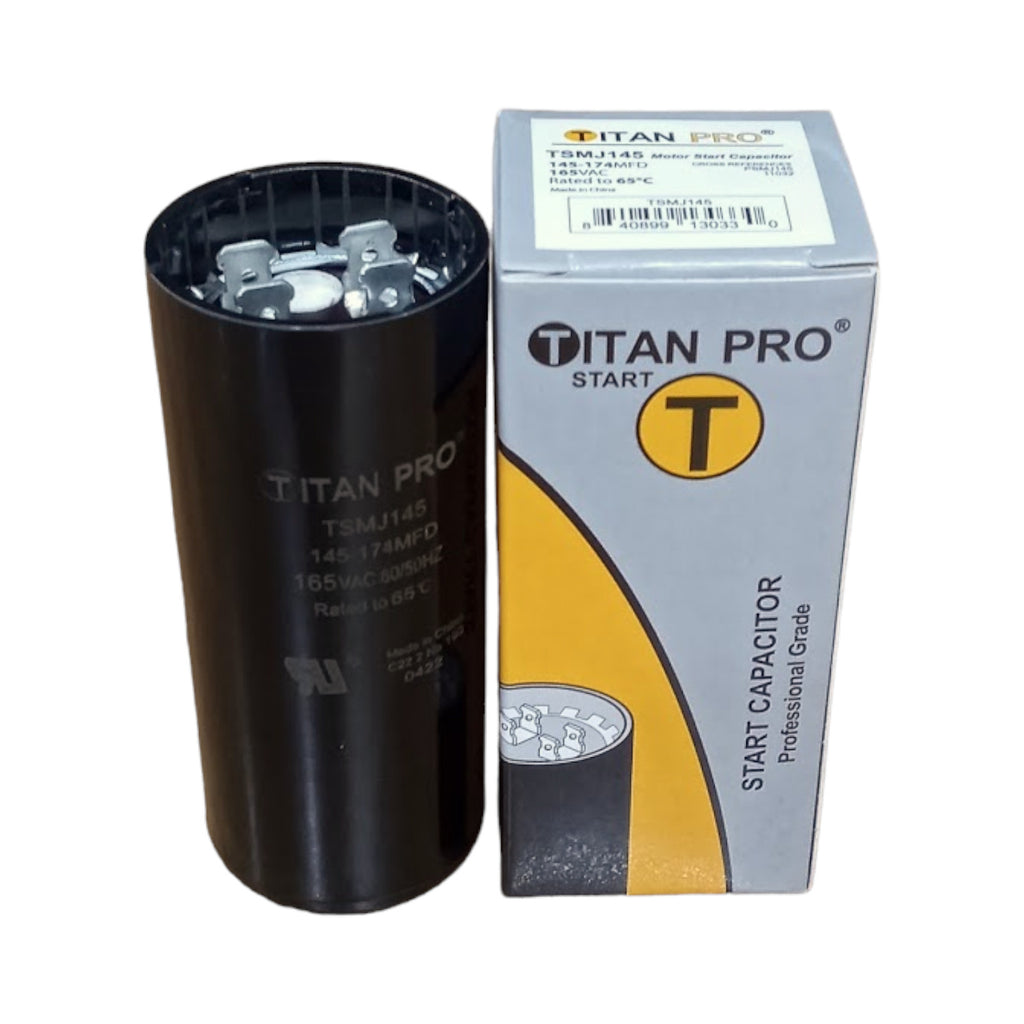 Titan Pro TSMJ145 Motor Start Capacitor 145-174 MFD UF / 165 VAC