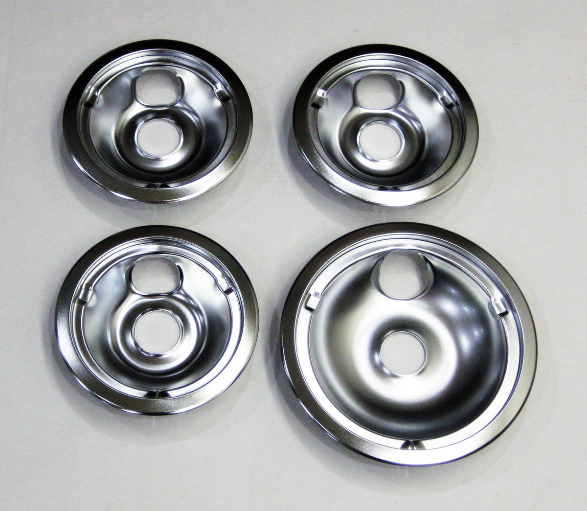 Range Burner Drip Pan Bowl Bib Set for GE 3 of WB31K5024 1 of WB31K5025 Chrome