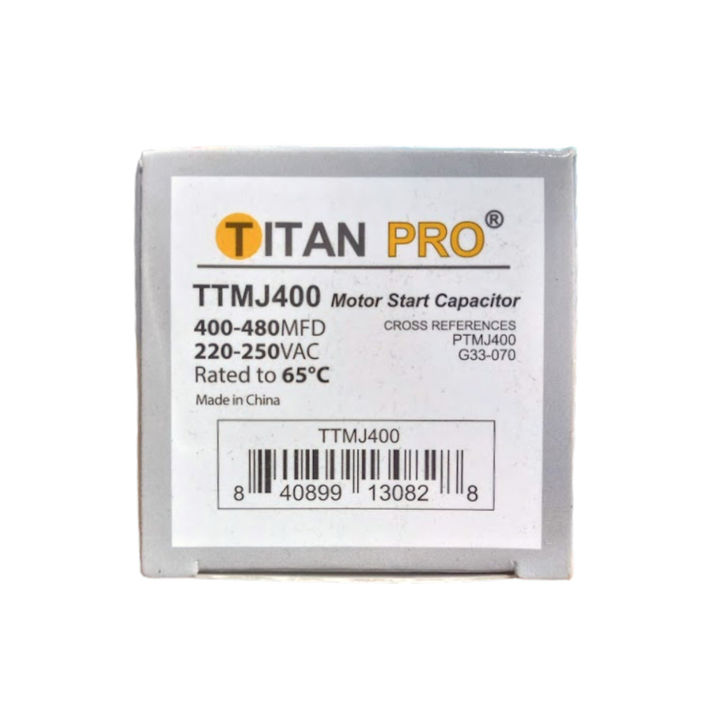 Titan Pro TTMJ400 Motor Start Capacitor 400-480 MFD UF / 220-250 VAC