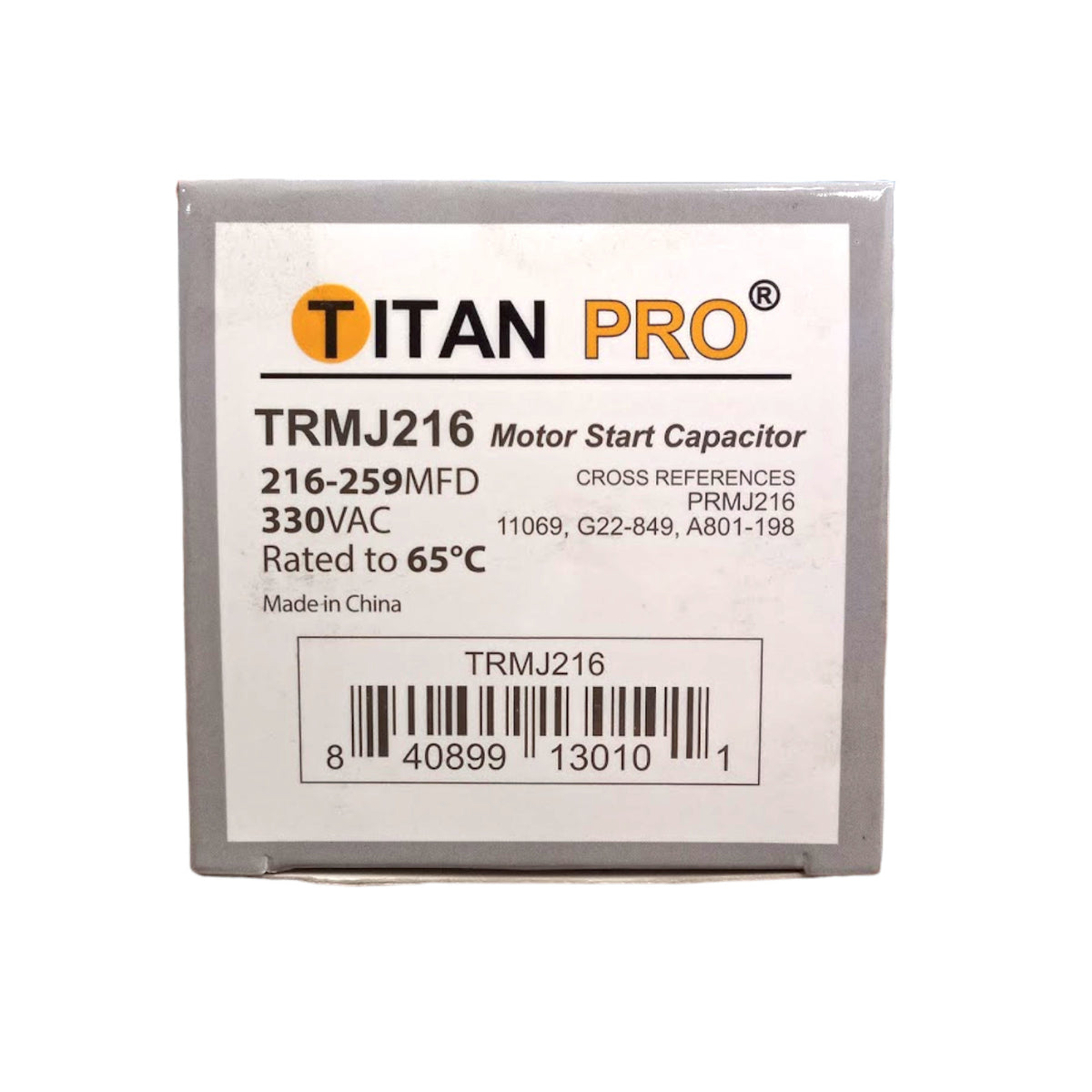 Titan Pro TRMJ216 Motor Start Capacitor 216-259 MFD UF / 330 VAC