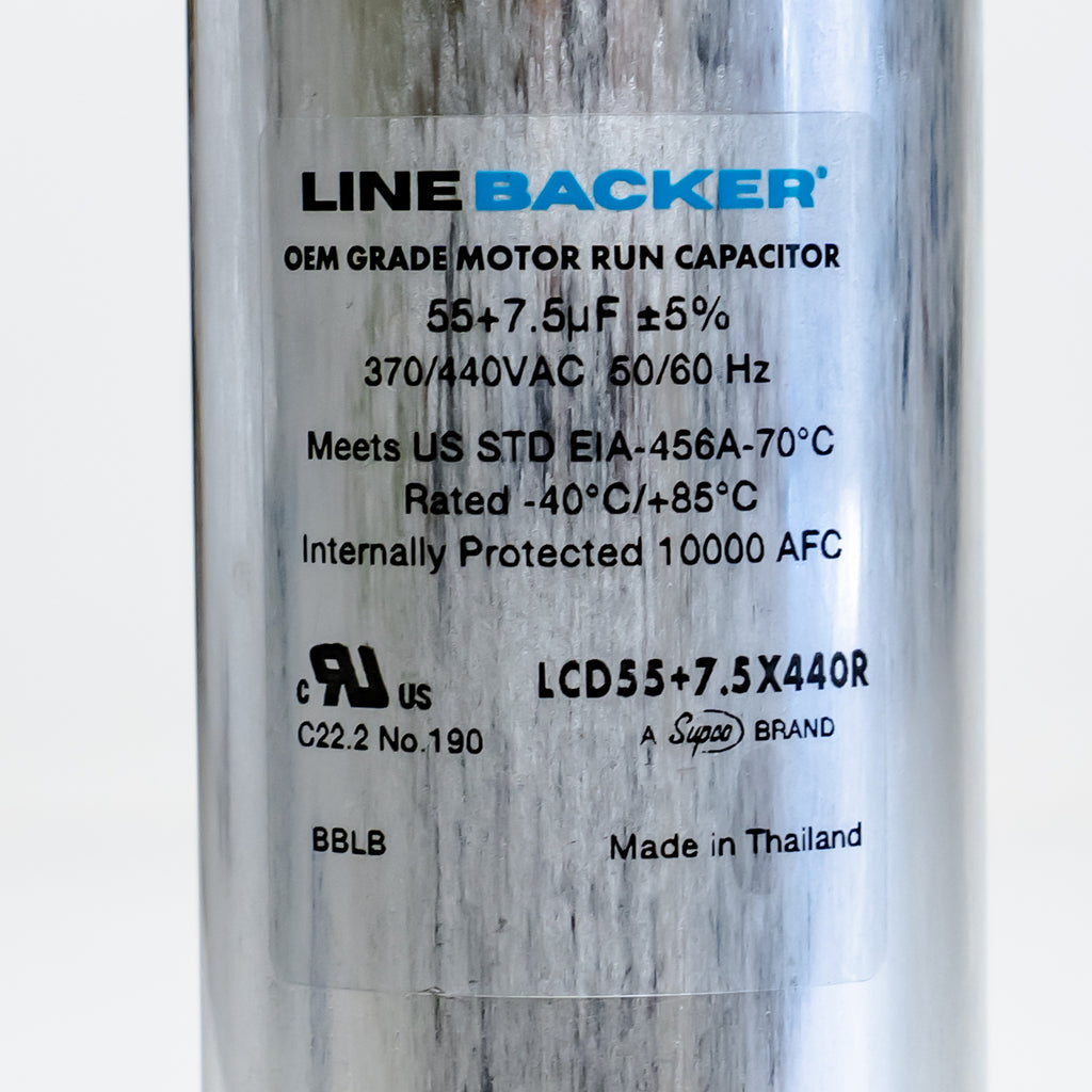 Supco Capacitor Round Dual Run 55 + 7.5 uf mfd 370/440 Volts for HVAC Motors