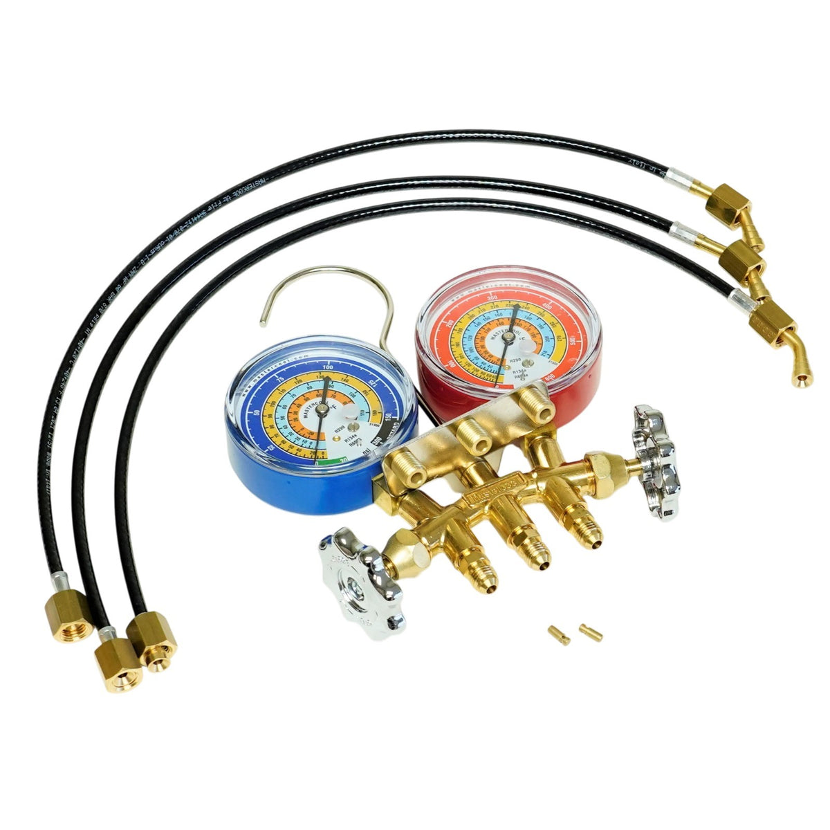 Brass Charging Manifold with 18" Hoses R600a R290 R134a HVAC Refrigeration