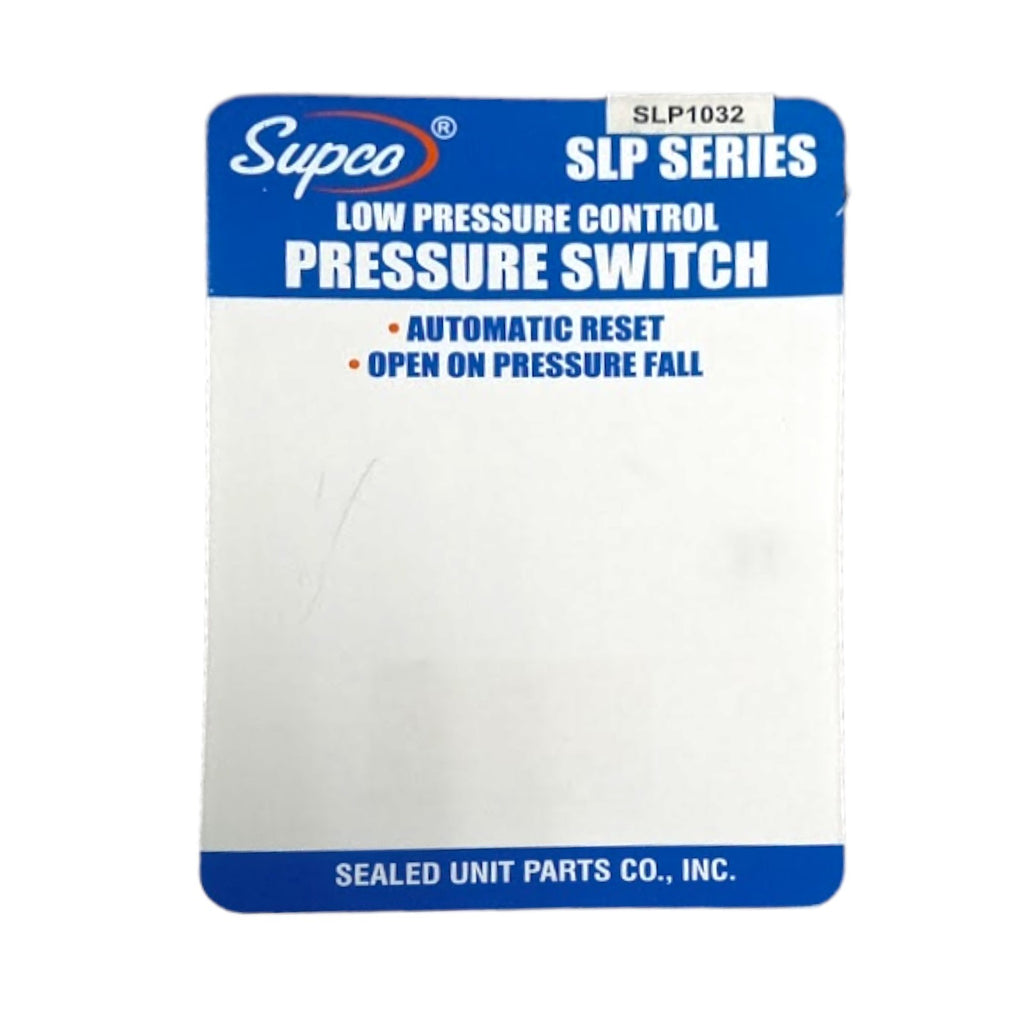Supco SLP1032 Low Pressure Switch Open: 10 PSI Close: 32 PSI HVAC Refrigeration