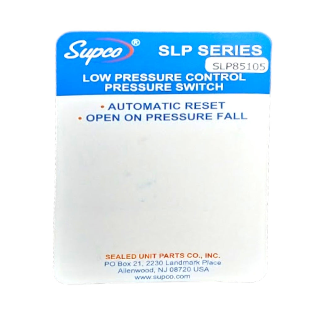 Supco SLP85105 Low Pressure Switch Open 85 PSI Close: 105 PSI HVAC Refrigeration