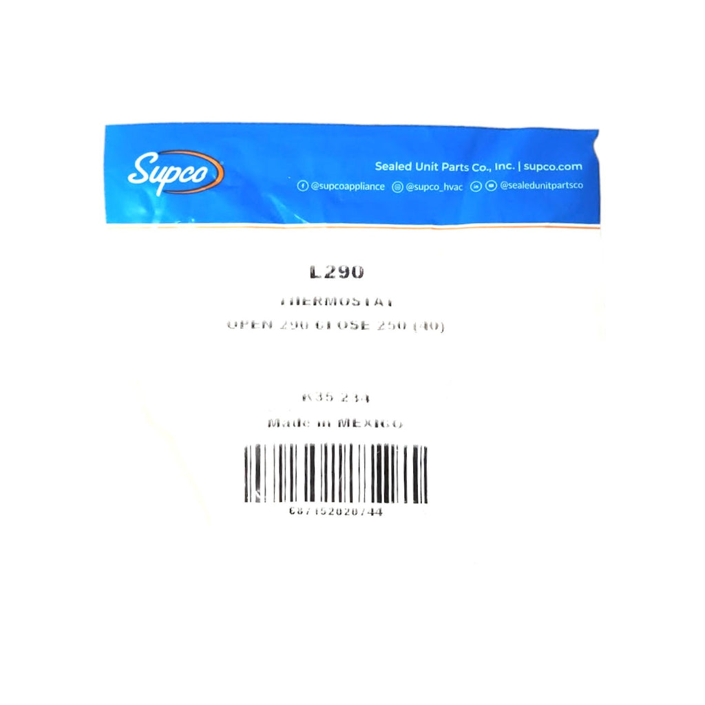Supco L290-40 Heater Limit Thermostat Thermodisc Open On Rise