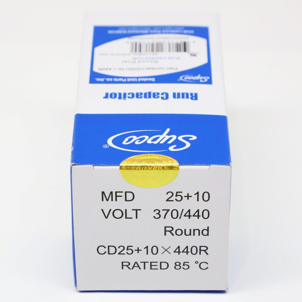 Supco CD25+10X440R HVAC Motor Round Dual Run Capacitor 25 + 10 MFD 440 Volts