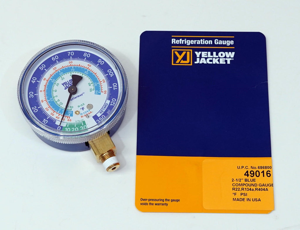 Yellow Jacket 49016 Blue Manifold Low Pressure Gauge 2 1/2" R22, R134a, R404A