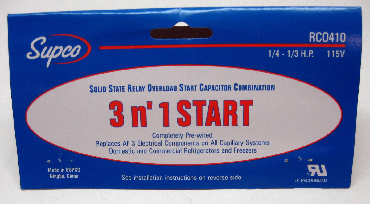 RC0410-6_Lot SUPCO Refrigerator Relay Overload Start Run Capacitor 1/4 1/3 HP