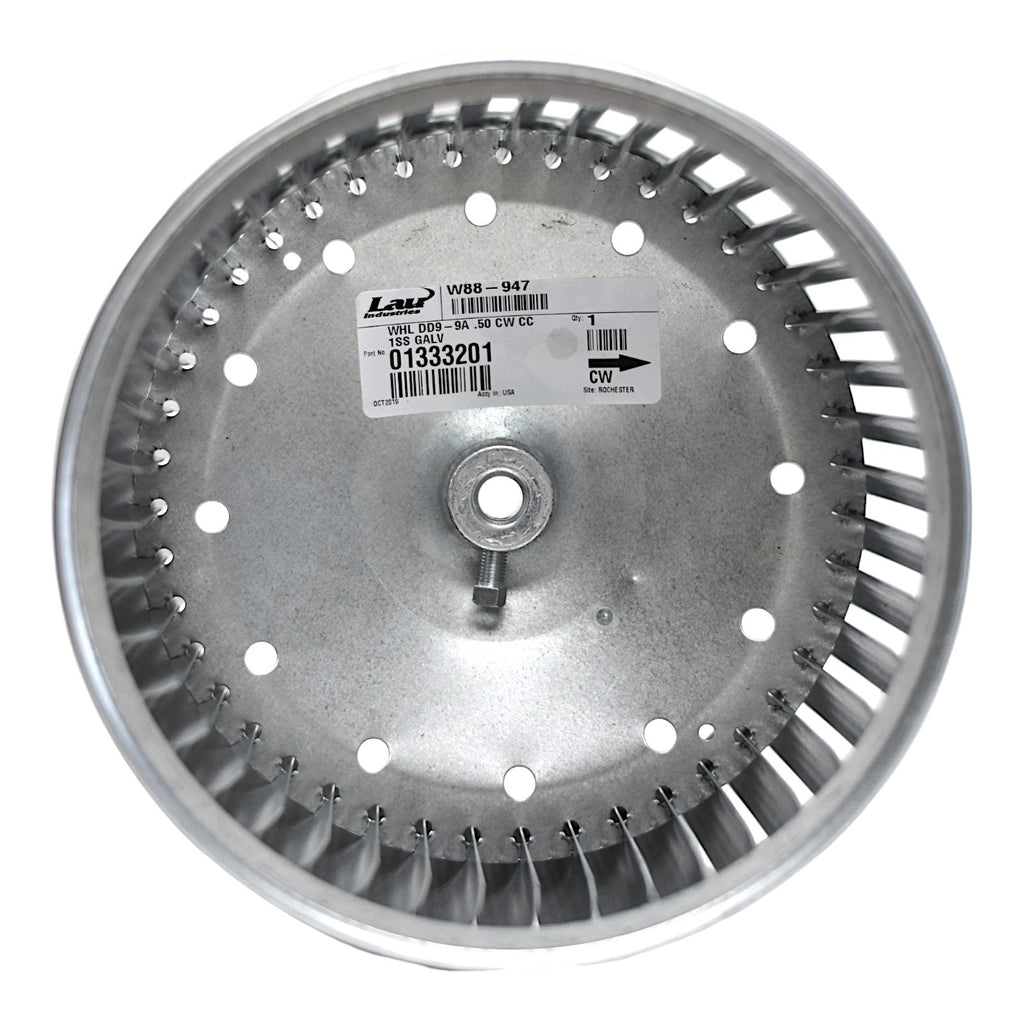013332-01 Lau DD9-9A Blower Wheel Squirel Cage 9-1/2" x 9-1/2" x 1/2" CW