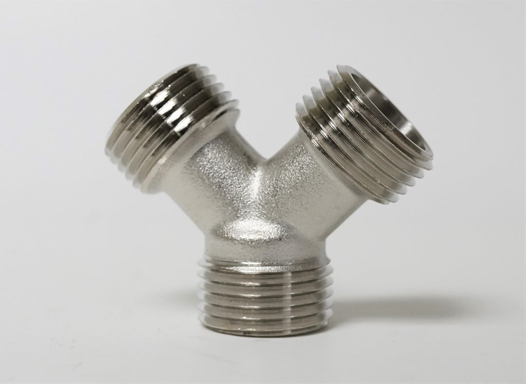 375YM Y Connector with Male Threads Garden Hose Size Connections