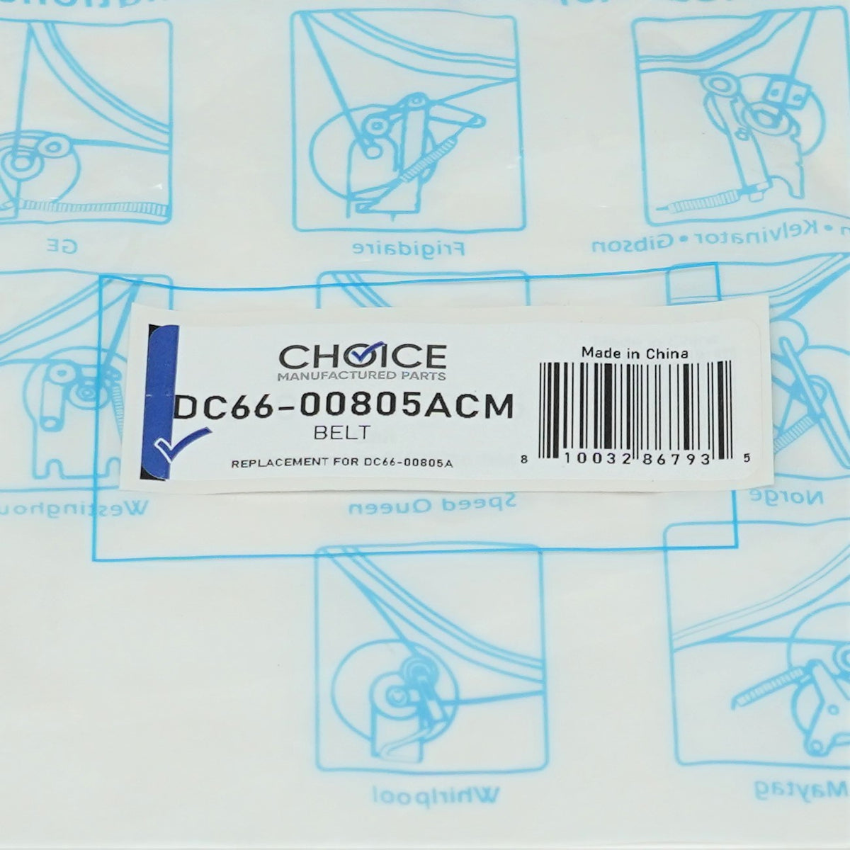Choice Parts DC66-00805A for Samsung V-Timing Gear Drum Drive Belt