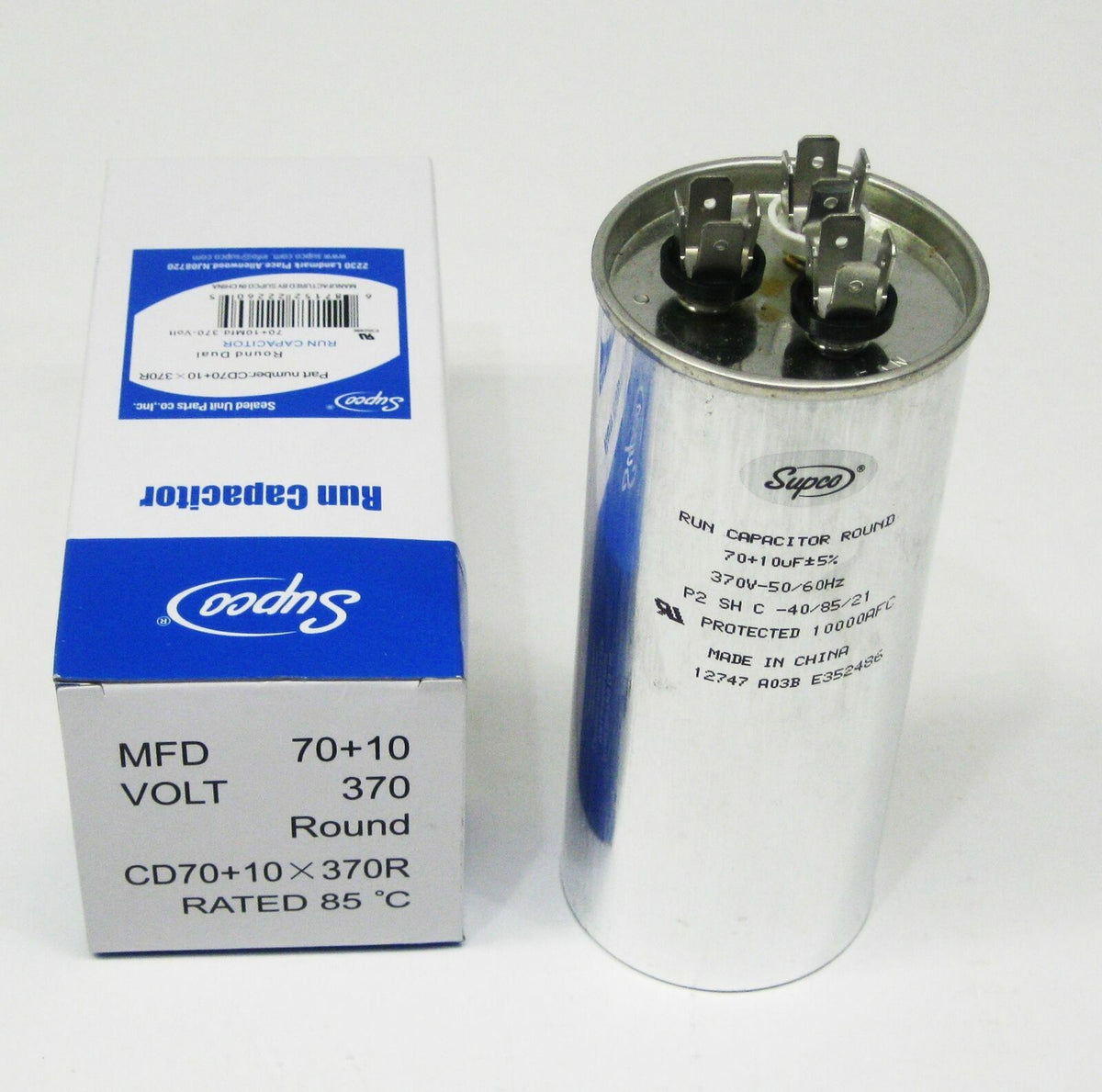 Air Conditioning HVAC Round Dual Motor Run Capacitor 70 + 10 MFD 370 Volt