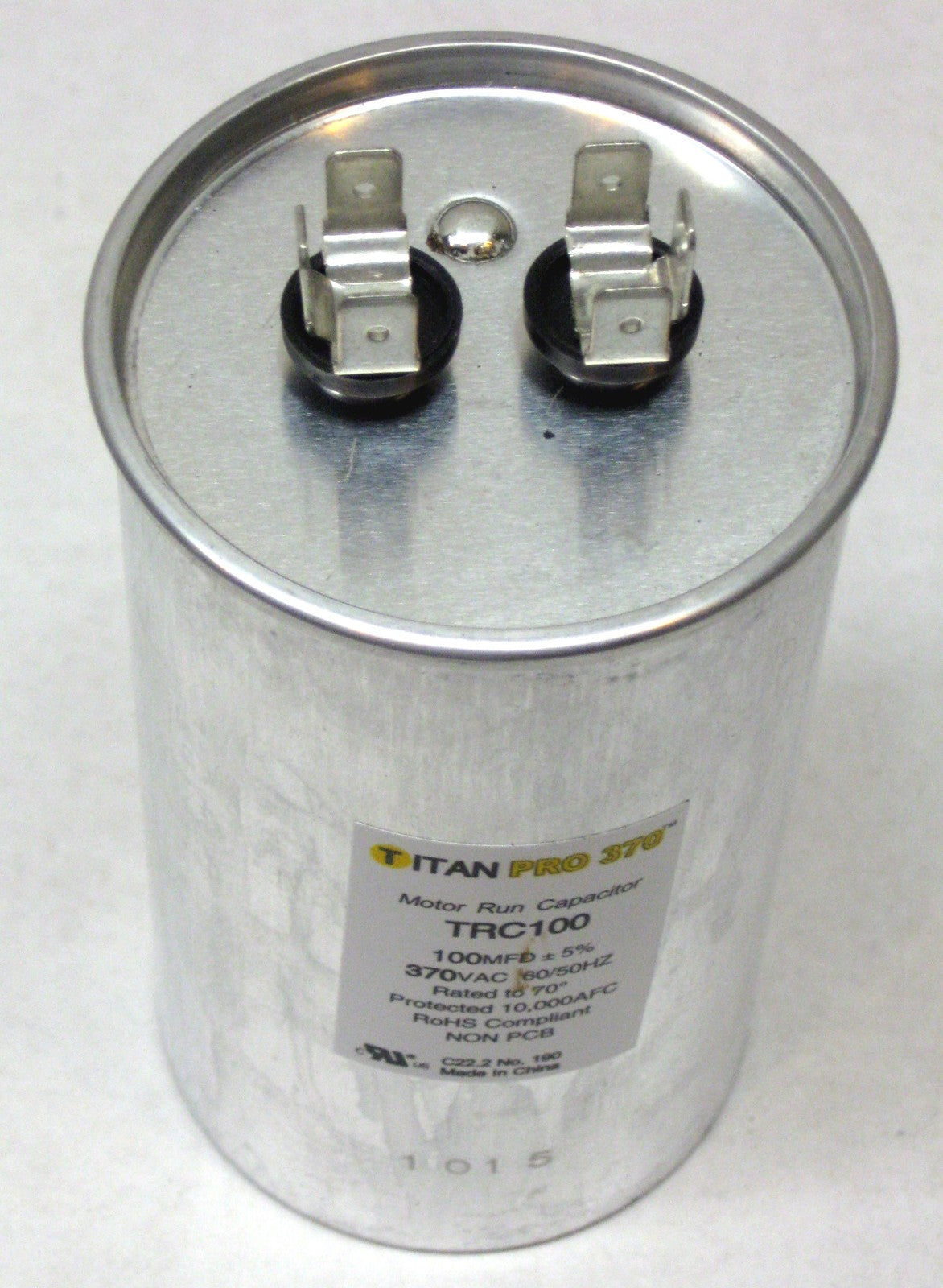 Round Motor Run Capacitor 100 MFD/UF 370 Volts TitanPro TRC100 HVAC