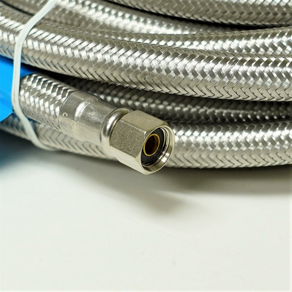 Ice Maker 20 FT Braided Stainless Steel Water Connector 1/4" x 1/4" Compression