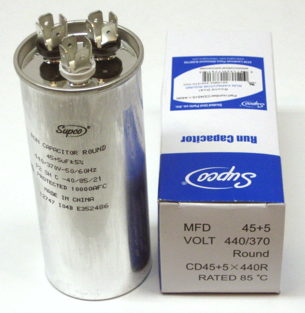 Air Conditioning HVAC Round Dual Motor Run Capacitor 45 + 5 MFD 440 Volt