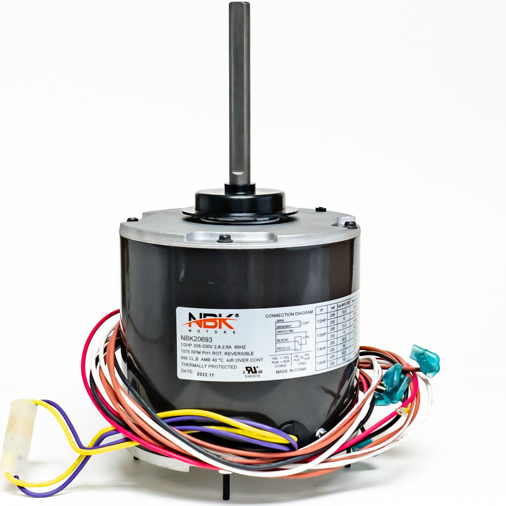 AC Condenser Fan Motor 1/5 1/4 1/3 1/2 HP 1075 RPM 208 230 Volts Multi HP