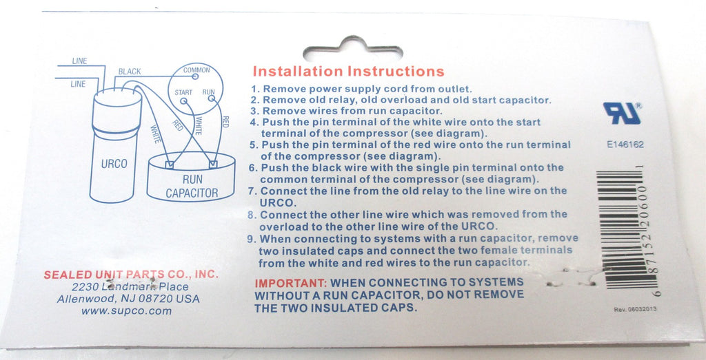 URC0410 10 Pack SUPCO Refrigerator Relay Overload Capacitor 1/4 1/3 HP 3 n' 1
