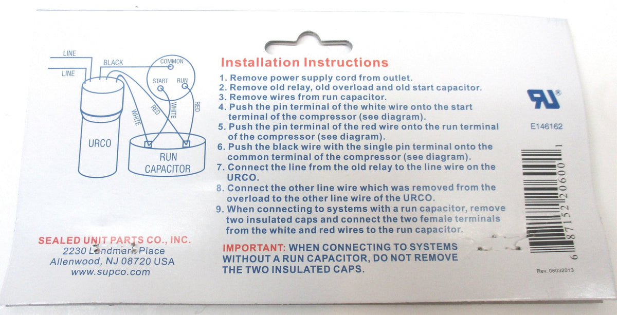 URC0410 10 Pack SUPCO Refrigerator Relay Overload Capacitor 1/4 1/3 HP 3 n' 1