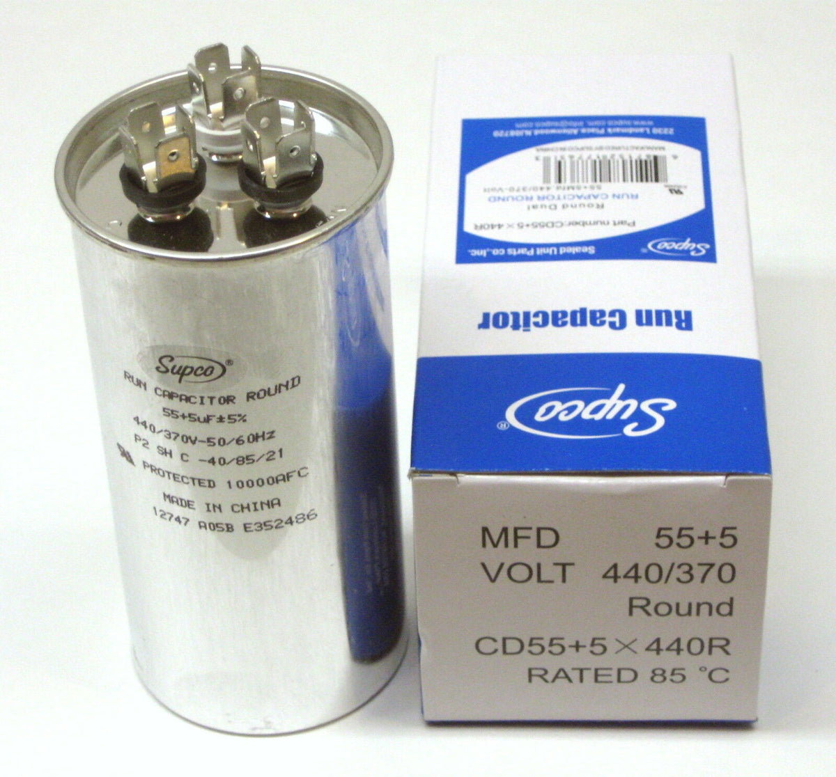 Air Conditioning HVAC Round Dual Motor Run Capacitor 55 + 5 MFD 440 Volt