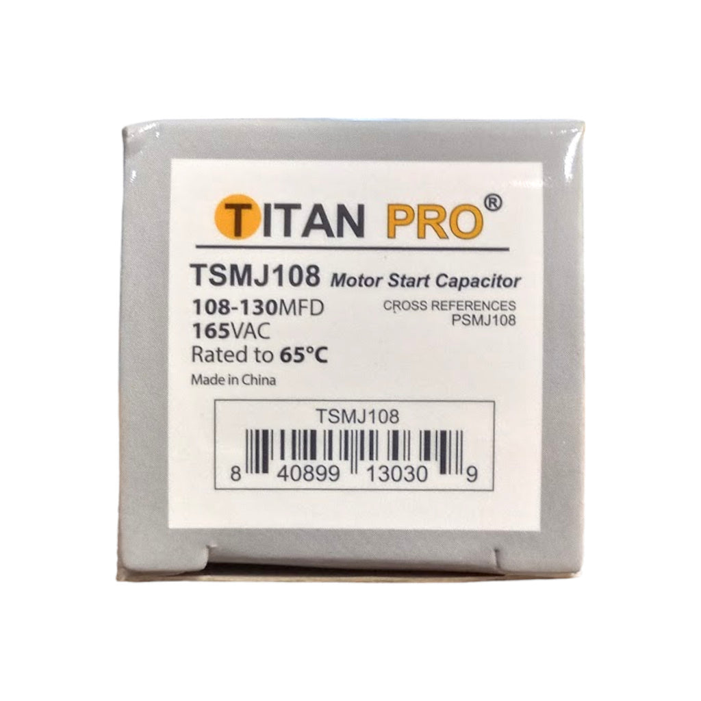 Titan Pro TSMJ108 Motor Start Capacitor 108-130 MFD UF / 165 VAC